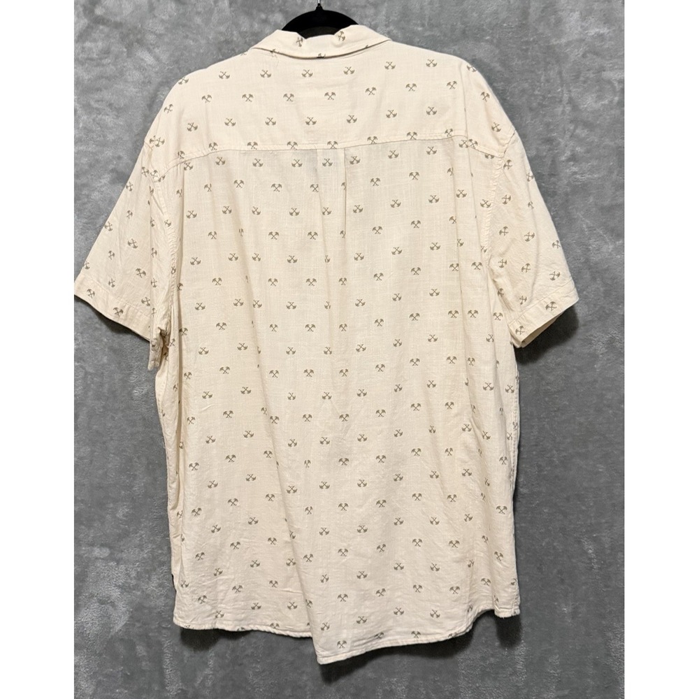 PRANA PALM TREE TROPICAL CAMP BUTTON FRONT Short‎ Sleeve SHIRT XXL Cream - Picture 4 of 4